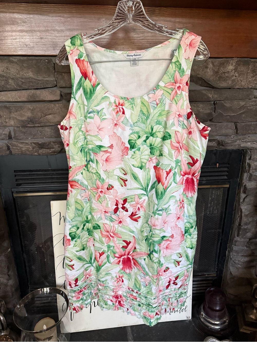 NWOT Tommy Bahama floral dress Linen L